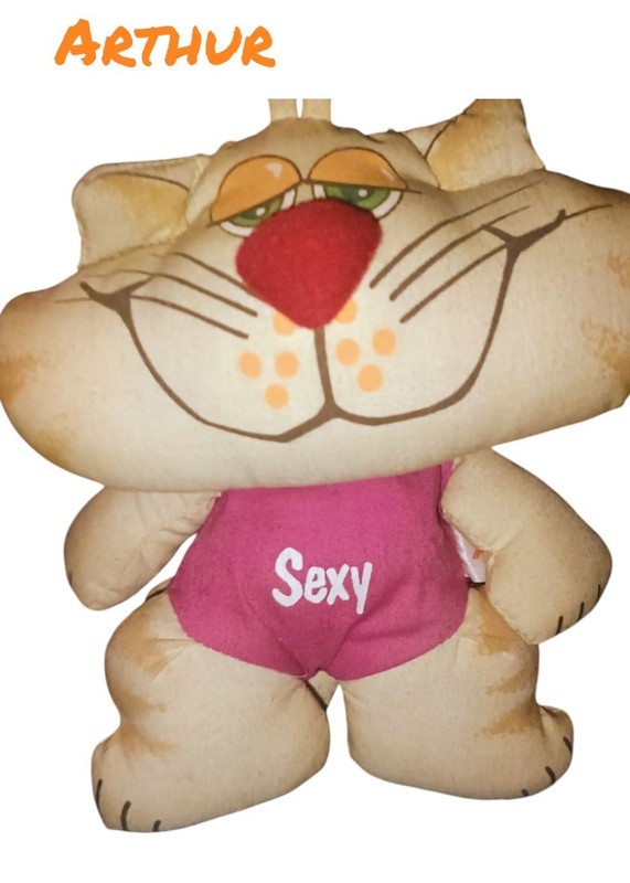 Vintage 80s Russ Berrie Arthur Cat Plush "Sexy" Tiger Retro*RARE