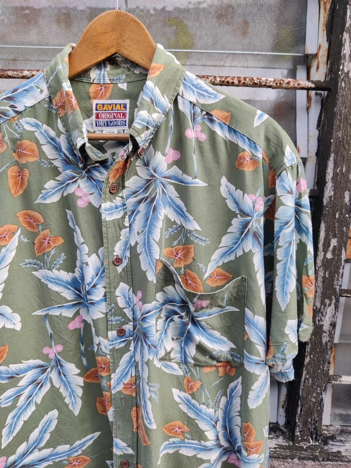 Camisa De Colección Gavial Dry Goods Floral Cachemira Rayón Hawai Hecha en Japón Talla XL Foto 2 de 4