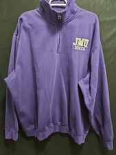 JMU James Madison University Dukes Mens 1/4 Zip Sweatshirt Sz 2XL Purple Blue 84
