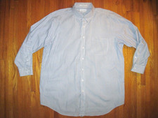 Paul Fredrick Blue/White Pinstripe Easy Care Oxford Dress Shirt 2XL-18.5-34 New