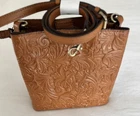 NWT PATRICIA NASH HAND TOOLED LEDRA COGNAC LEATHER TOTE BAG