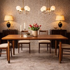 Table Vintage des Années 60 Bois de Teck Finitions en Laiton