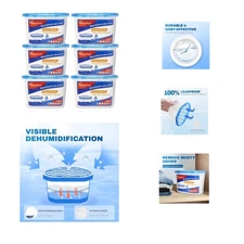 Compact 10.5 Oz Portable Dehumidifier - Navy Blue Moisture Absorbers Set of 6