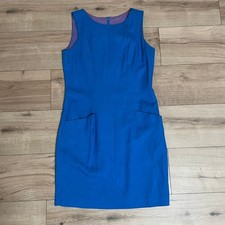 Vintage Ann Taylor Dress Size 10 Blue Linen Blend USA 80's