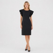 Tommy Hilfiger Black Ruffle-Sleeve Sheath Dress