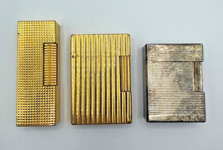 Vintage S.T. Dupont & Dunhill Lighter Job Lot x3 Gold & Silver Tone France Swiss