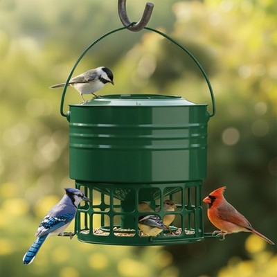 Large Bird Feeder for Outdoors, 10LB Capacity Squirrel Proof Metal Feeder wit