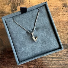 David Yurman Pavé Initial V Charm Necklace in Sterling Silver w/ White Diamonds