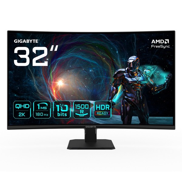 Gigabyte GS32QCA 31.5 Zoll Wqhd Curved VA LED 16:9 180 Hz Gaming Monitor-image