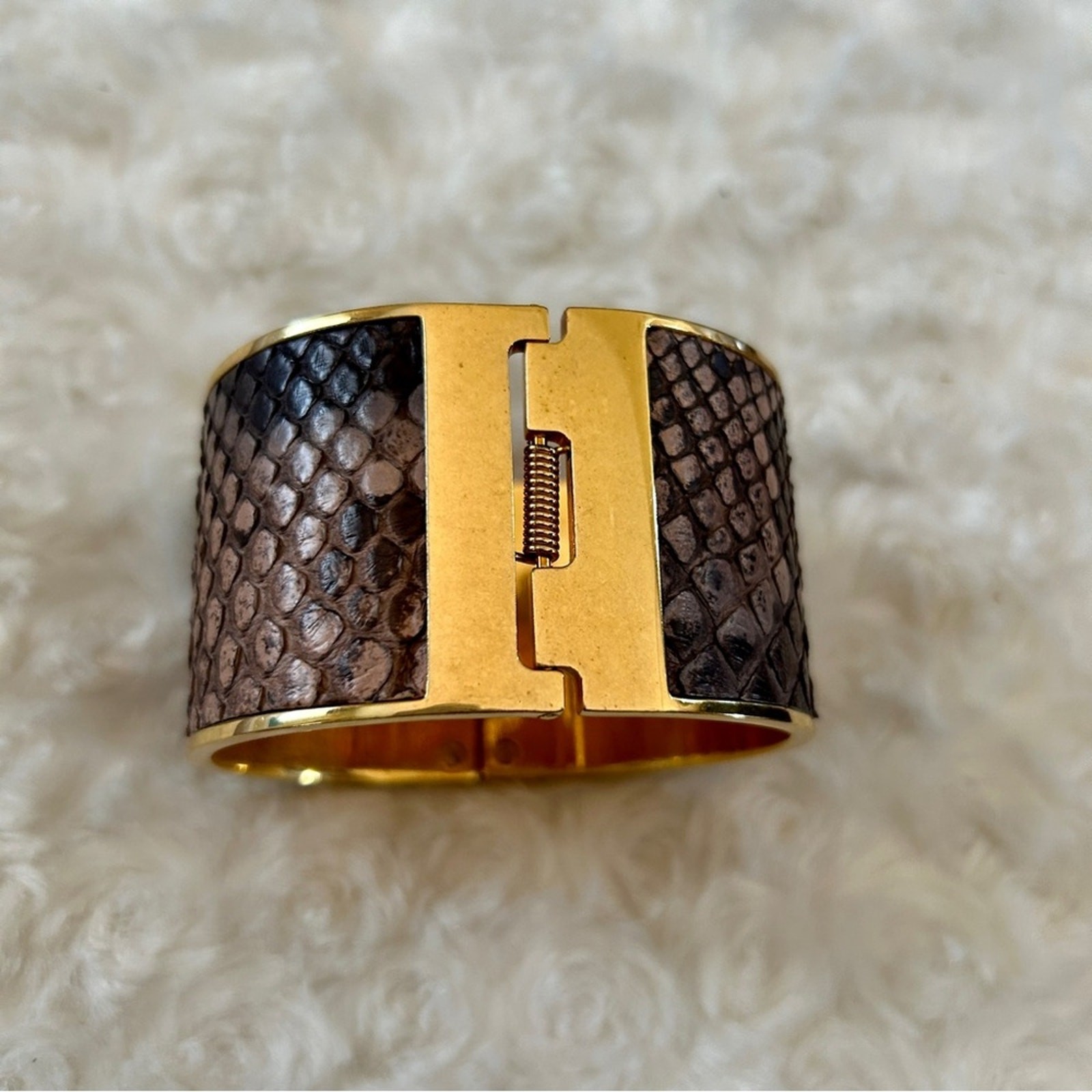 Burberry Python Skin Cuff Bracelet with Leather &… - image 6