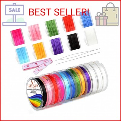 LPBeads 12 Rolls 0.8mm Elastic Stretchy String Cord for Bracelet Jewelry Making