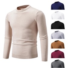Autumn Men's Knitwear Thin Basic Elastic Slim Fit Inner Layer Thin Sweater Solid