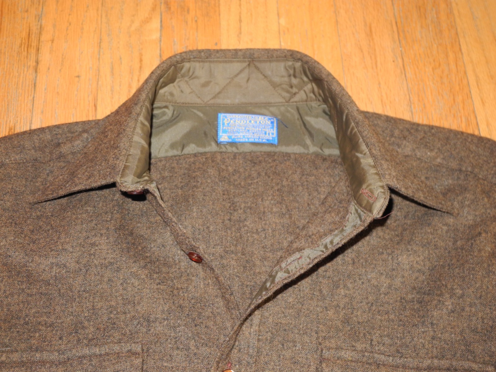 Vintage Pendleton Solid BROWN Shirt 100% Virgin W… - image 13
