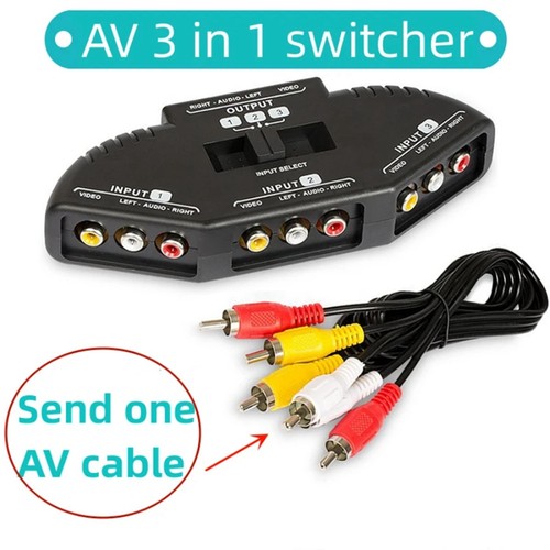 3-Way Audio Video AV Switch Selector Box Splitter Switch W/ Cable for 5555 - Picture 2 of 6