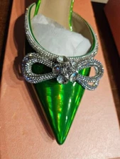NIB - Vaslemuse Crystal Rhinestone Bow Mule Silleto Slip-Ons | Green 7