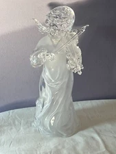 Christmas table top figurine acrylic angel with wings playing violin 9" tall PO8