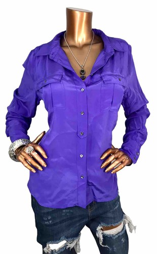 J.Crew 12 or L Top 100% Silk Long Slvs Button Up Shirt Soft Purple Blouse NWT