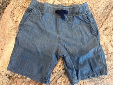 Lands End Kids Pull On Chambray Elastic Waist Short Blue Medium EUC
