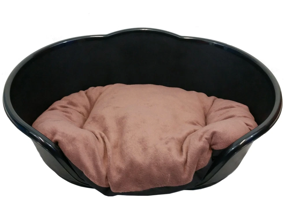 Large Plastic BLACK Dog Pet Bed With BROWN Dog Cat Basket