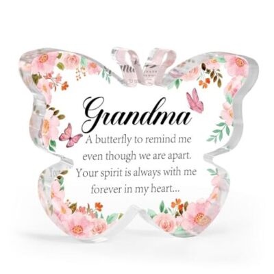 Grandma Butterfly Plaque - Acrylic "I Love You" Home Decor Gift For Grandma's Birthday & Holidays