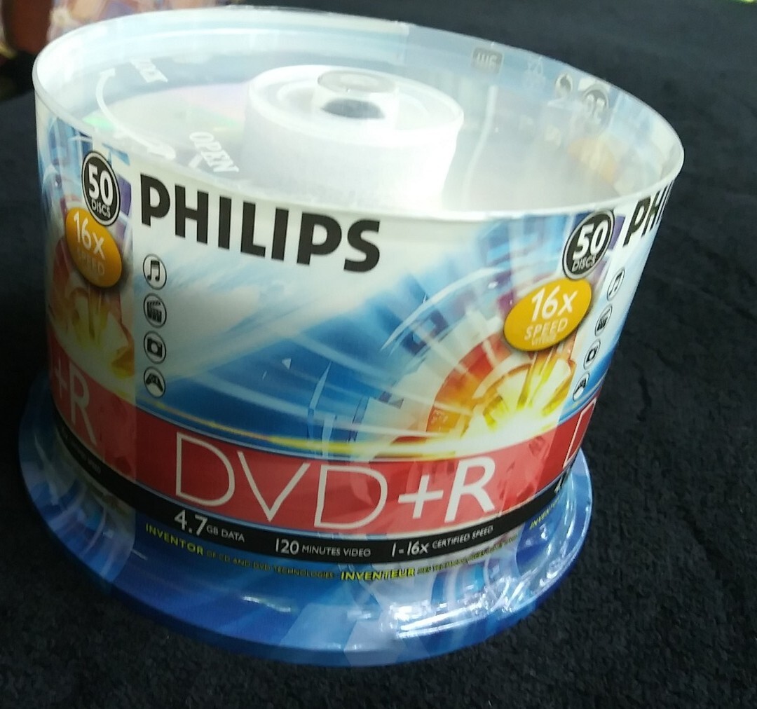 New Philips Blank DVD+R 50 Disc Spindle 4.7GB Data 120min Video 1-16X ...