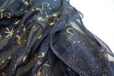 Gold Moon Stars Pattern Mesh Netting Fabric Wedding Prom Party Dress Lace Fabric