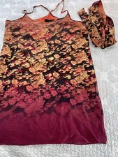 GUESS by Marciano Mini Dress Size L Eclipse W/Belt Can Use As Headband 100% Silk