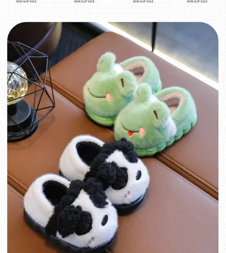 Baby warme Baumwollschuhe neu Jungen Mädchen Cartoon rutschfeste weiche Sohle Plüsch Hausschuhe - Bild 13 von 25