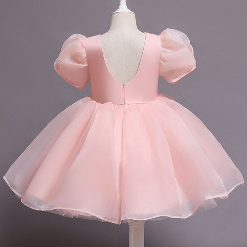 Flower Puff Sleeve Dress Girls Princess Birthday Party Dress Kids Tutu Ball Gown - Picture 9 of 29