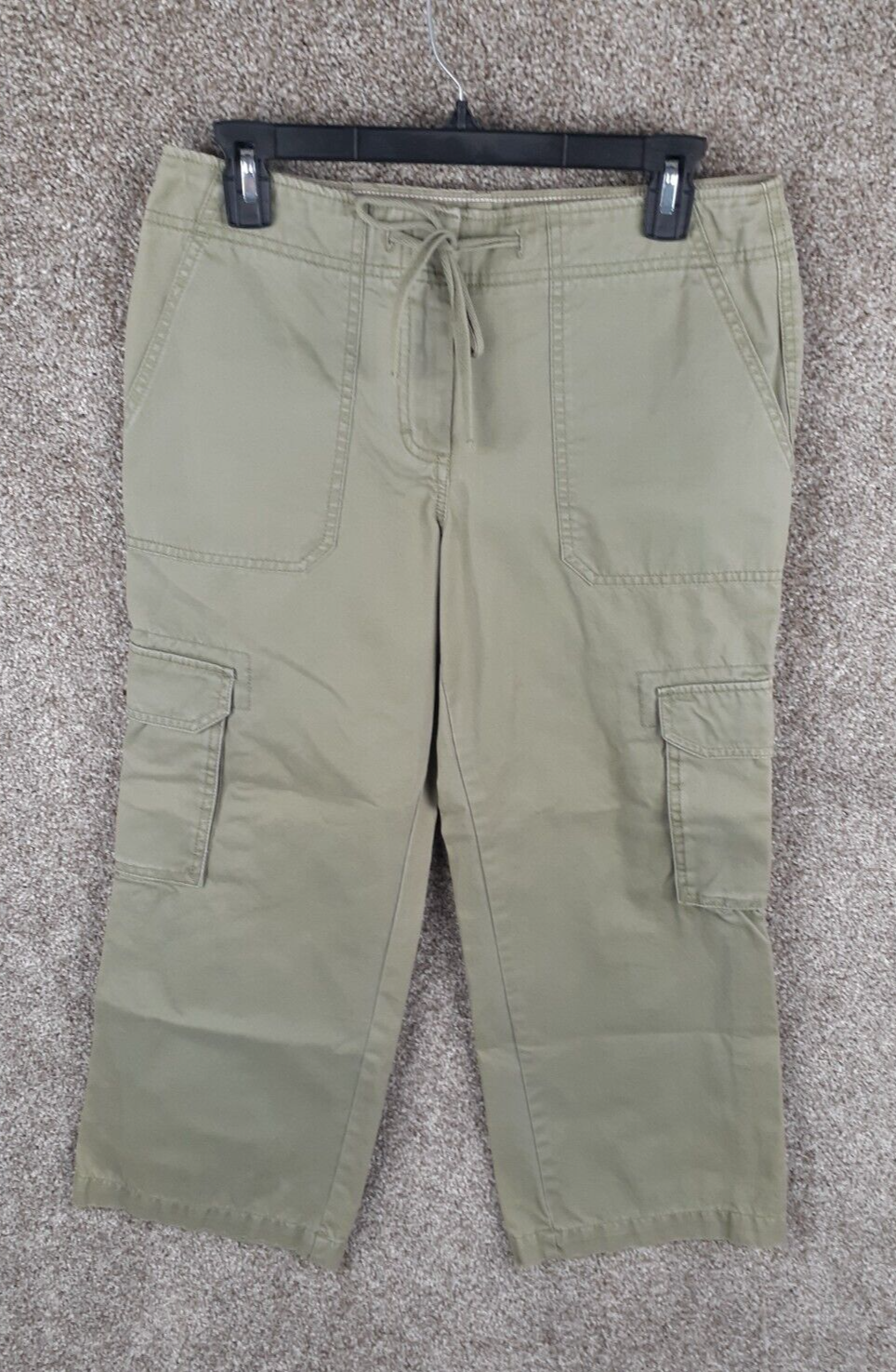 Tommy Hilfiger Dana Fit Cargo Crop Pant Womens 8 Sage Green Drawstring Y2K 90S