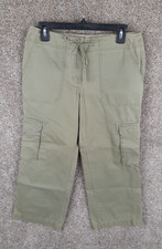 Tommy Hilfiger Dana Fit Cargo Crop Pant Womens 8 Sage Green Drawstring Y2K 90S
