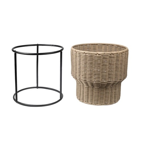Celeste Resin Planter W/Metal Stand Indoor Outdoor Storage Basket Tear-Resistant - Picture 4 of 10