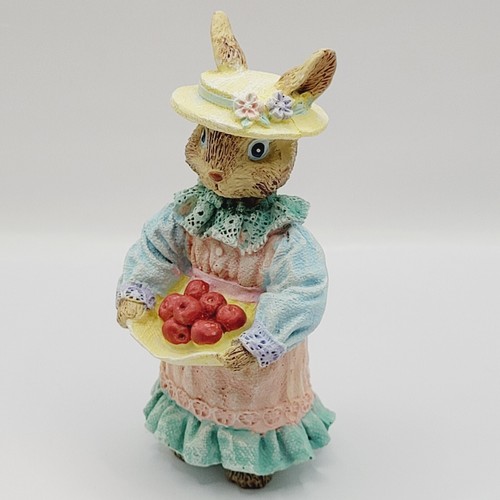 Easter Bunny Girl Lady Bonnet & Dress w Basket of Apples Holiday Spring Figurine - Picture 17 of 23
