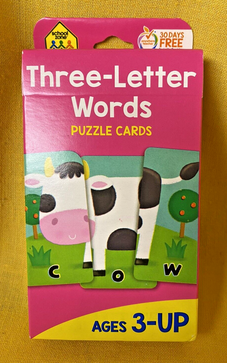 4 pack ] School Zone Fun Flash Cards Set Alphabet Numbers Picture