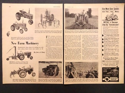 1948 Vintage Clipped Article ''New Farm Machinery'' 2 pages Tractors