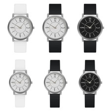 2Pcs Men Women Leather Strap Quartz Analog Watch Couple Lovers Valentineday GIf
