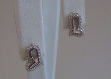 925 STERLING SILVER SWIRL OPEN HEART STUD EARRINGS W/ .75 CT ACCENTS/13MM BY 9MM