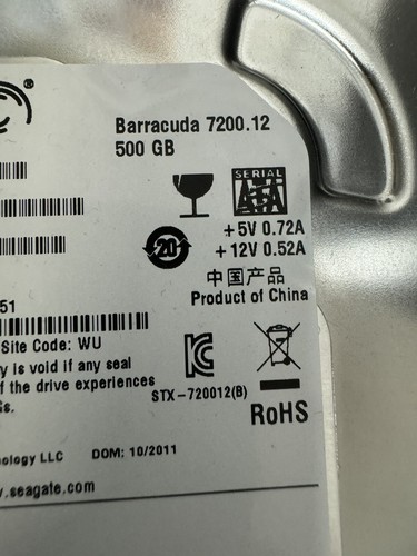 SEAGATE ST3500413AS Barracuda Hard Disk 500 GB HD SATA 3,5 7200 RPM 6 Gbits - Foto 3 di 4