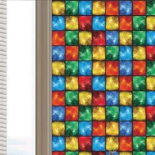 Static Cling Frosted Colorful Grid Window Privacy Film Opaque Glass Film Decor