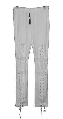 New Leggings Do & Be White Stretch Lace-Up Grommets G4598 L
