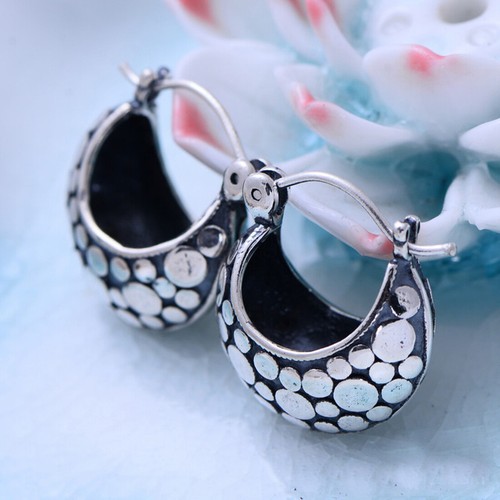 Pendientes de aro abragie de plata esterlina 925 de Bali A1556 - Imagen 3 de 6