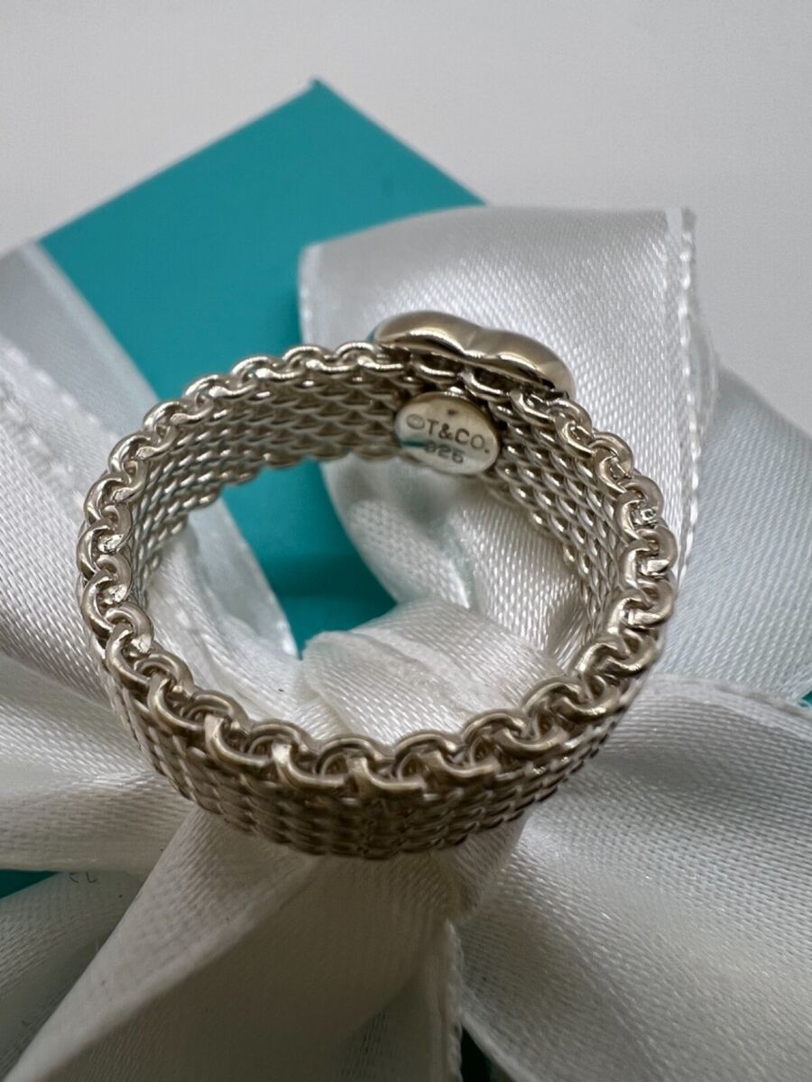 Tiffany & Co. Heart Mesh Somerset Band Ring Sterling Silver Tiffany & Co. Heart Mesh Somerset Band Ring Sterling Silver