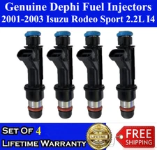 GENUINE Delphi Set Of 4 Fuel Injectors For 2001-2003 Isuzu Rodeo Sport 2.2L I4