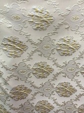 IVORY GOLD Damask Brocade Upholstery Drapery Fabric 54 in. Sold By The Yard