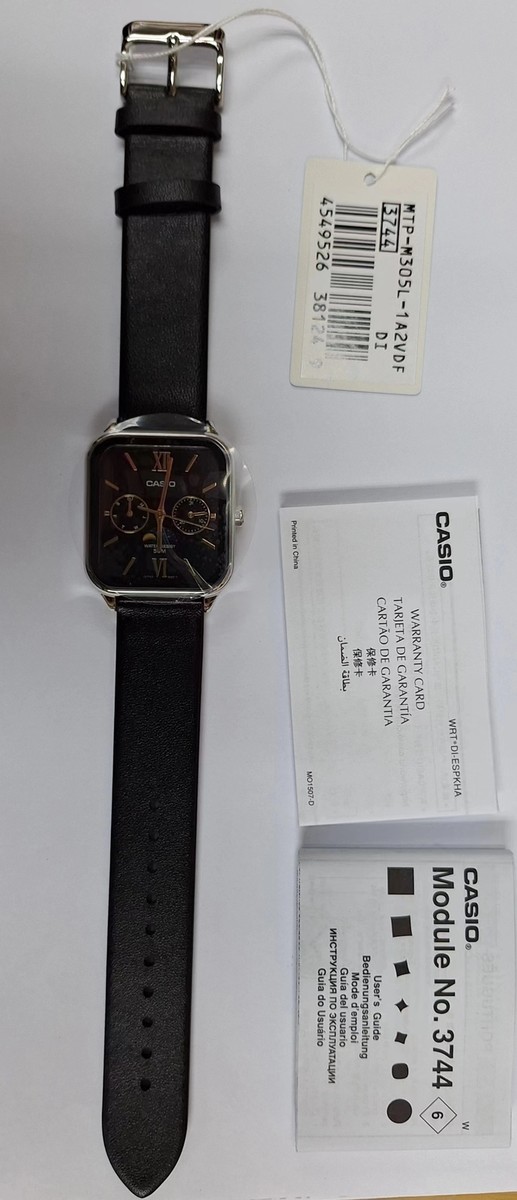Casio MTP-M305L-1A2 Moon Phase Quartz Black Leather Band Casio MTP-M305L-1A2 Moon Phase Quartz Black Leather Band