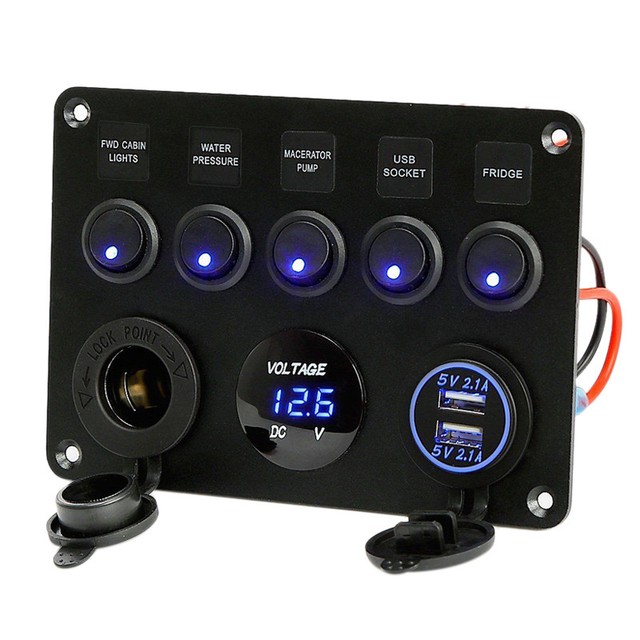 Dual 2 GANG LED Circuit Rocker Switch Panel Car Light Electric Control Accessory
