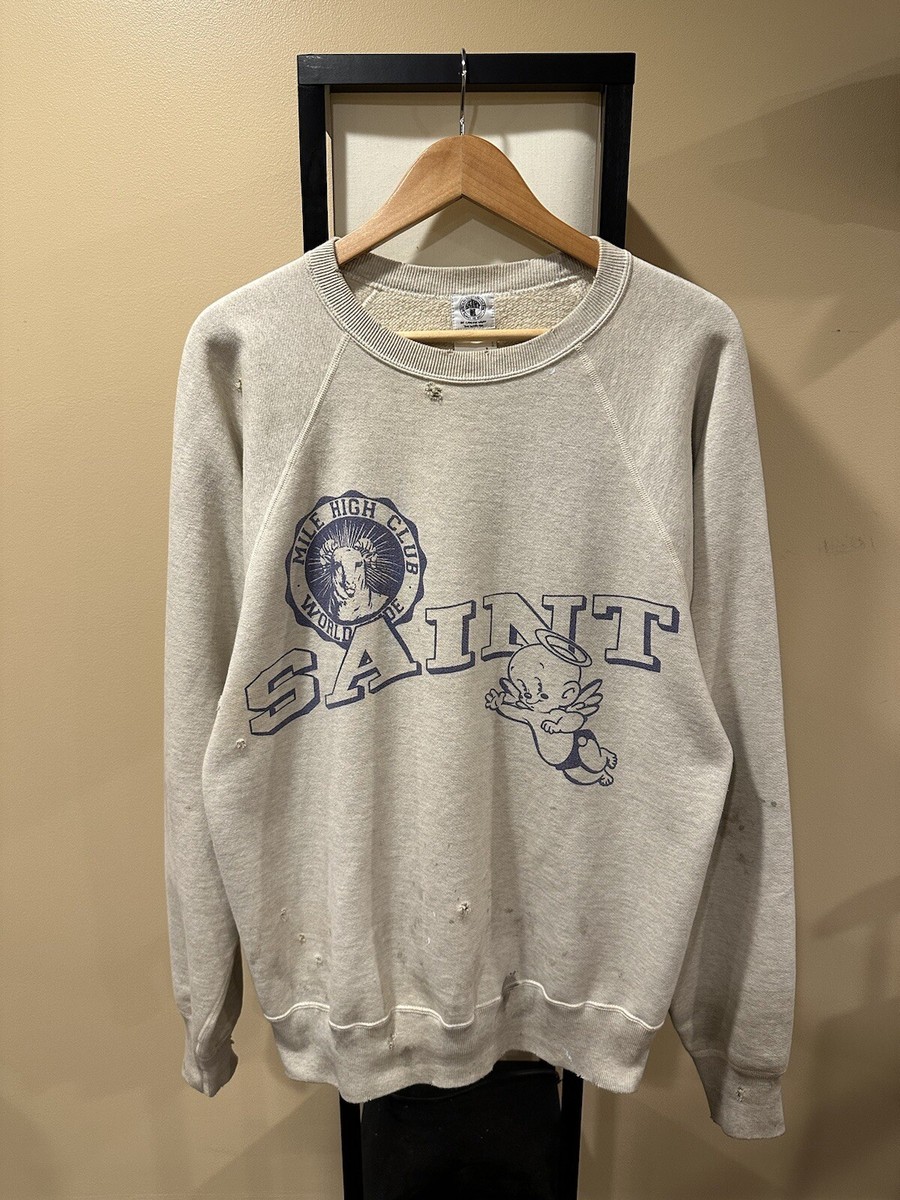 Saint Michael Mxxx Raglan Mile High Club Sweatshirt Crewneck Saint Michael Mxxx Raglan Mile High Club Sweatshirt Crewneck