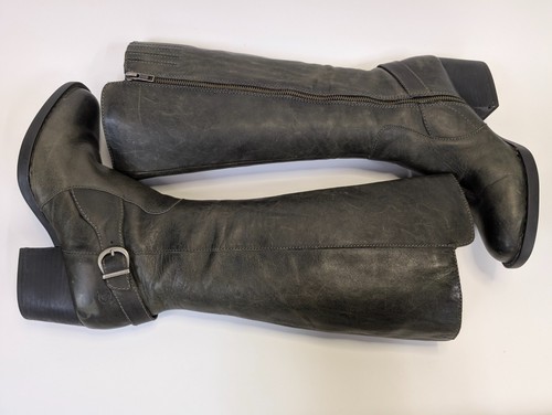 Born Hillman Tall Gray Leather Boots Womens 10M - Picture 5 of 15