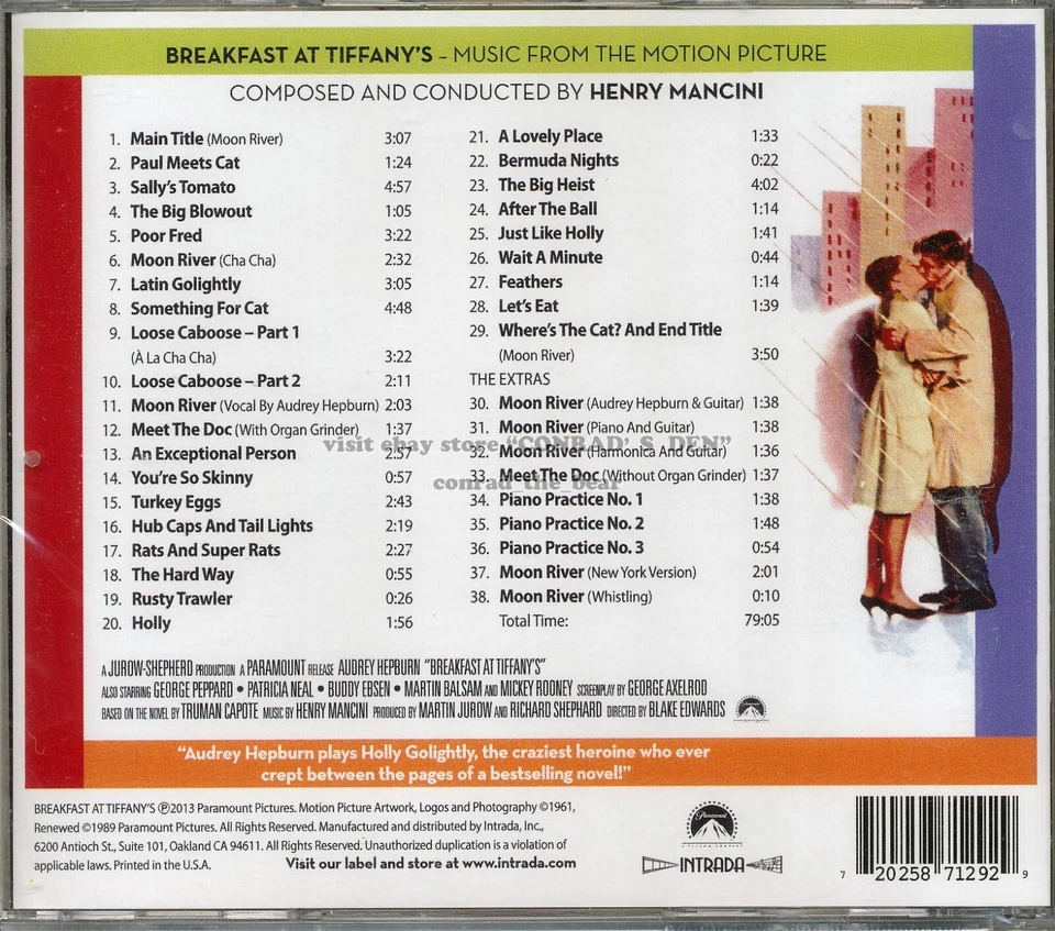 Henry Mancini "BREAKFAST AT TIFFANY'S" score Intrada CD SEALED out of print - Image 2 of 2
