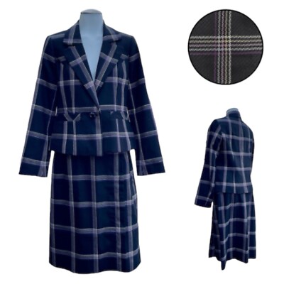 Vintage 80s PENDLETON Womens 6 100% Wool Plaid Skirt Suit Set Jacket USA NWOT